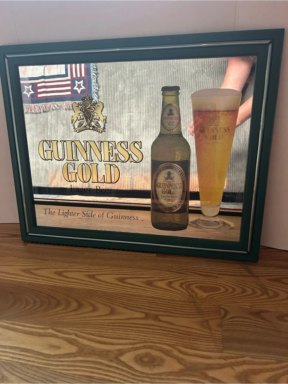 Guinness Gold Framed Sign with Green Trim and Gold Lettering
